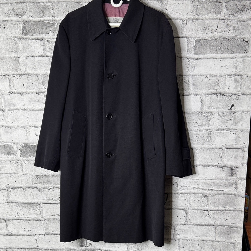 Aquascutum Navy Blue Men's Virgin Wool Trench Coat